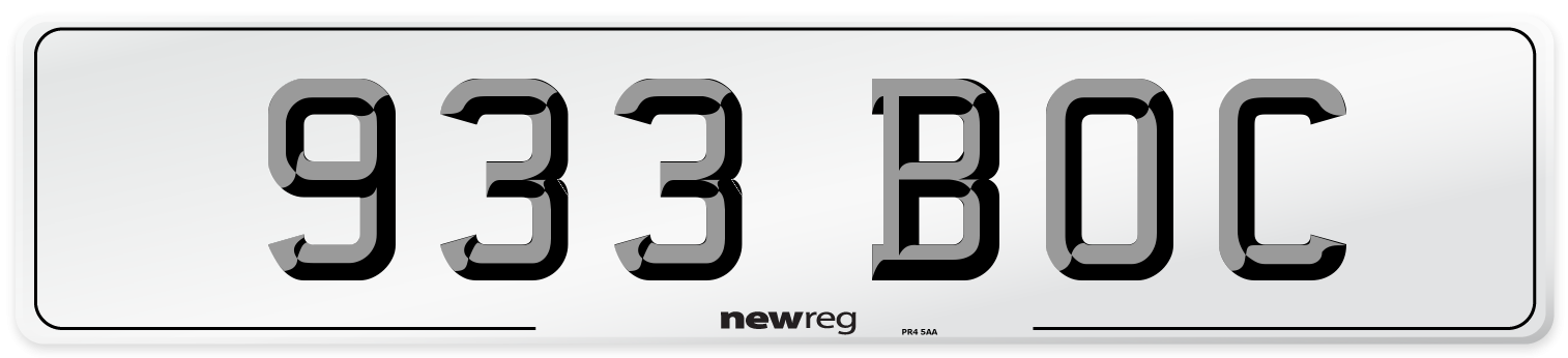 933 BOC Number Plate from New Reg